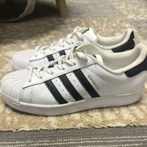 Adidas White Sneakers with Black Accents